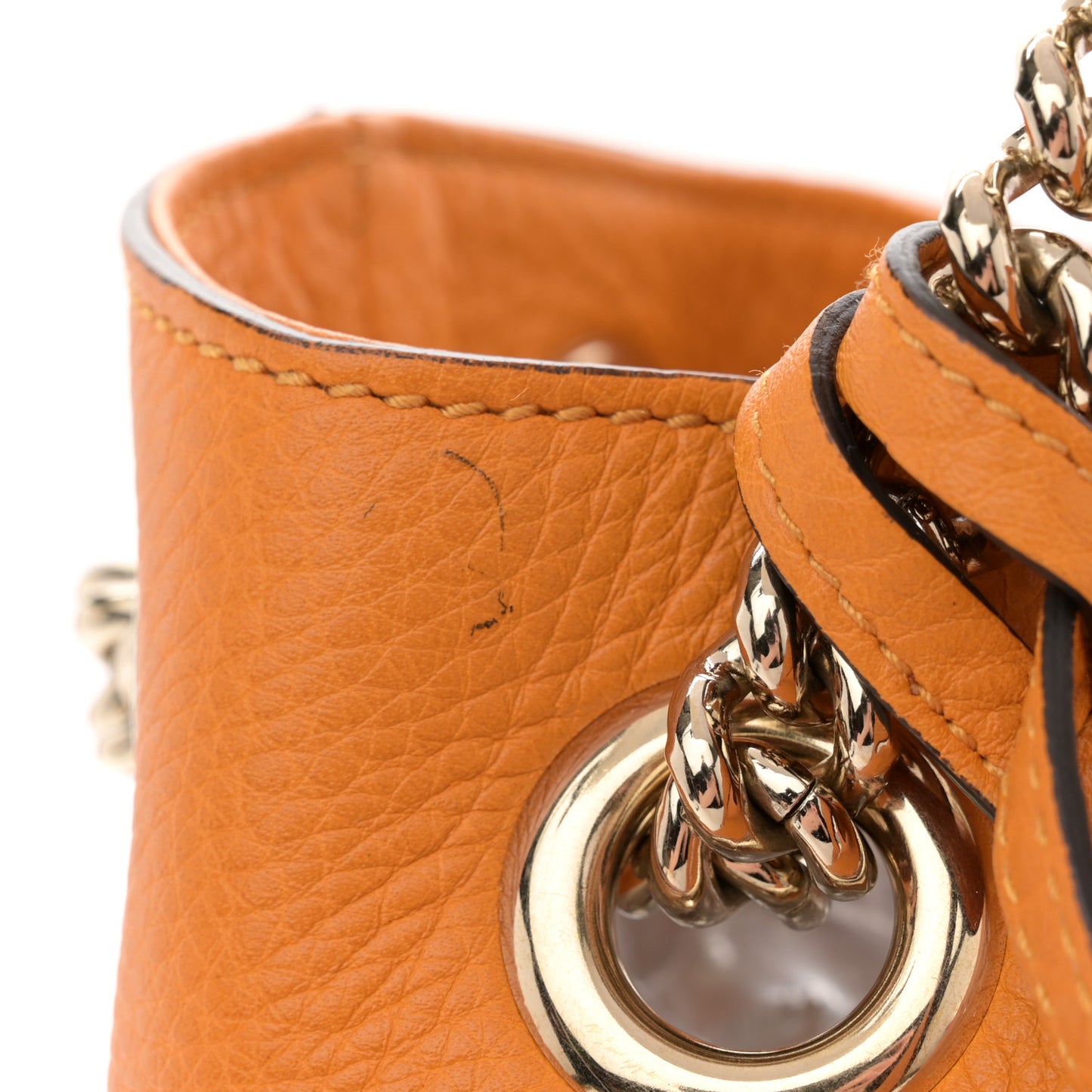 Pebbled Calfskin Medium Soho Chain Shoulder Bag Curcuma