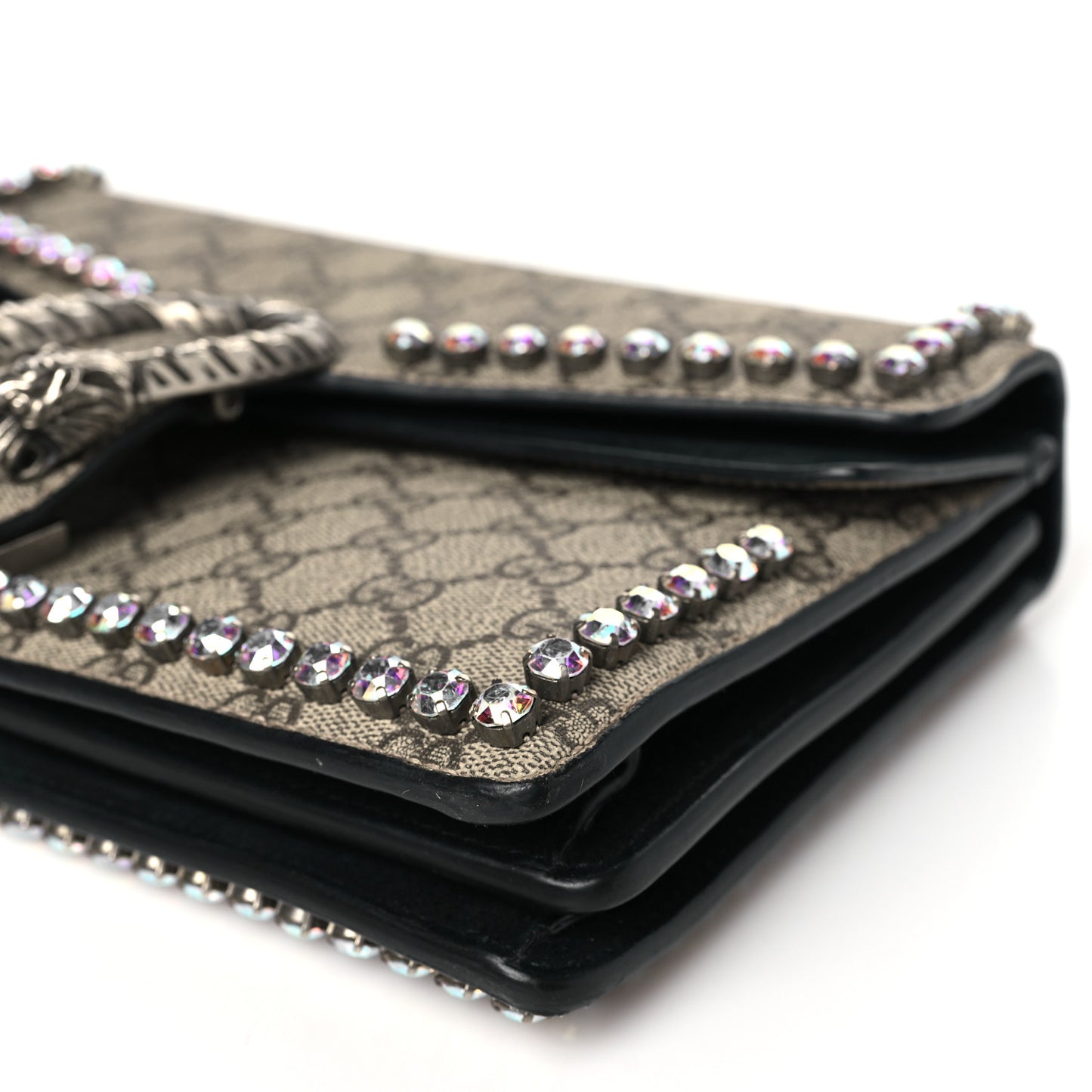 GG Supreme Monogram Crystal Small Dionysus Shoulder Bag Black