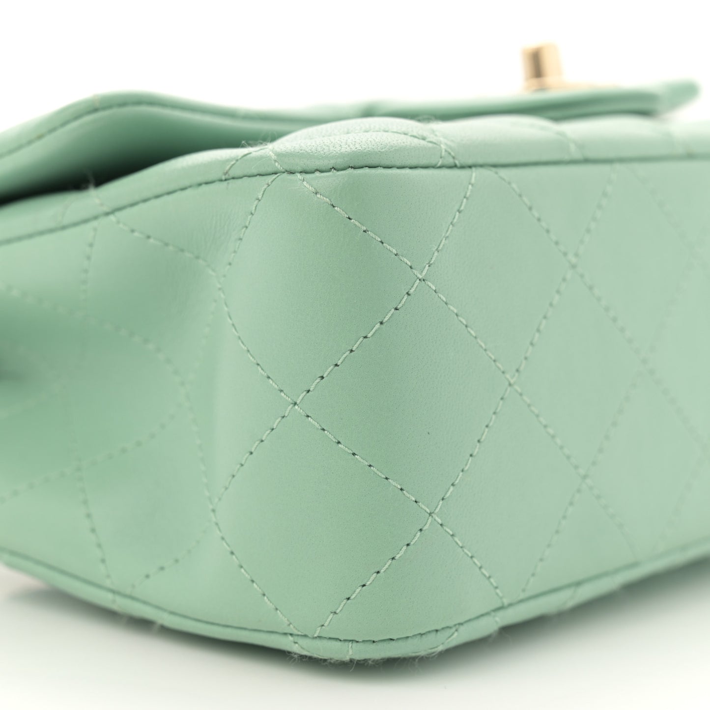 Lambskin Quilted Mini Rectangular Flap Light Green