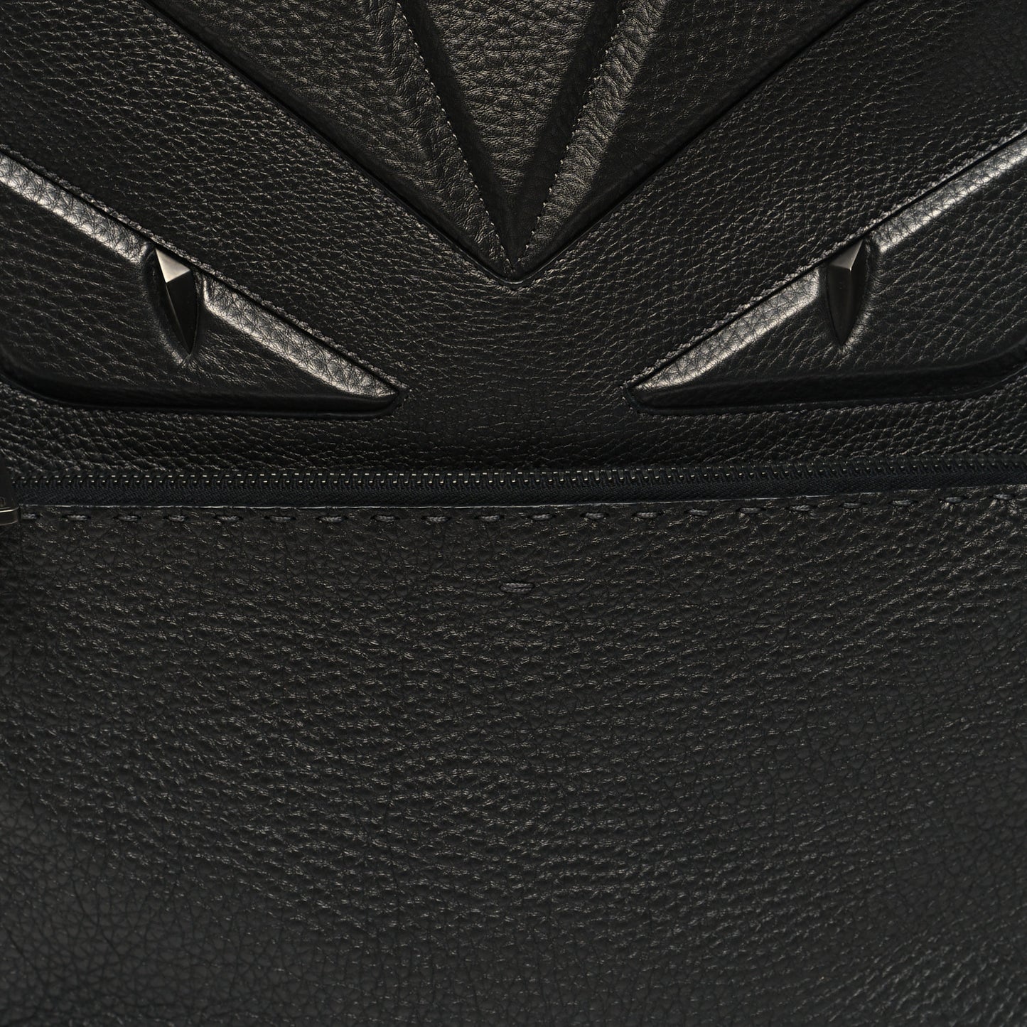 Cuoio Romano Lux Selleria Monster Eyes Embossed Rounded Backpack Asfalto