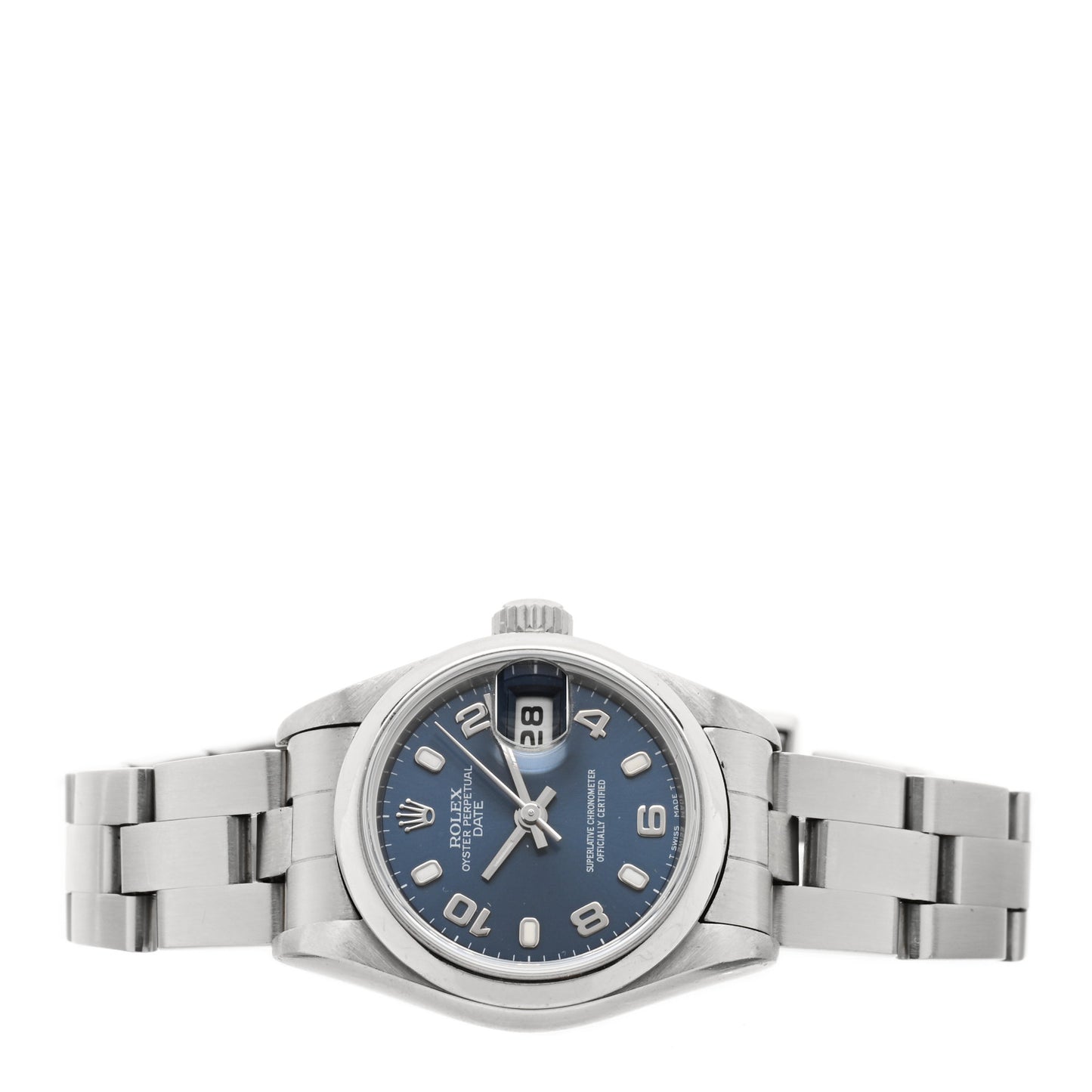 Stainless Steel 26mm Oyster Perpetual Date Watch Blue 69160