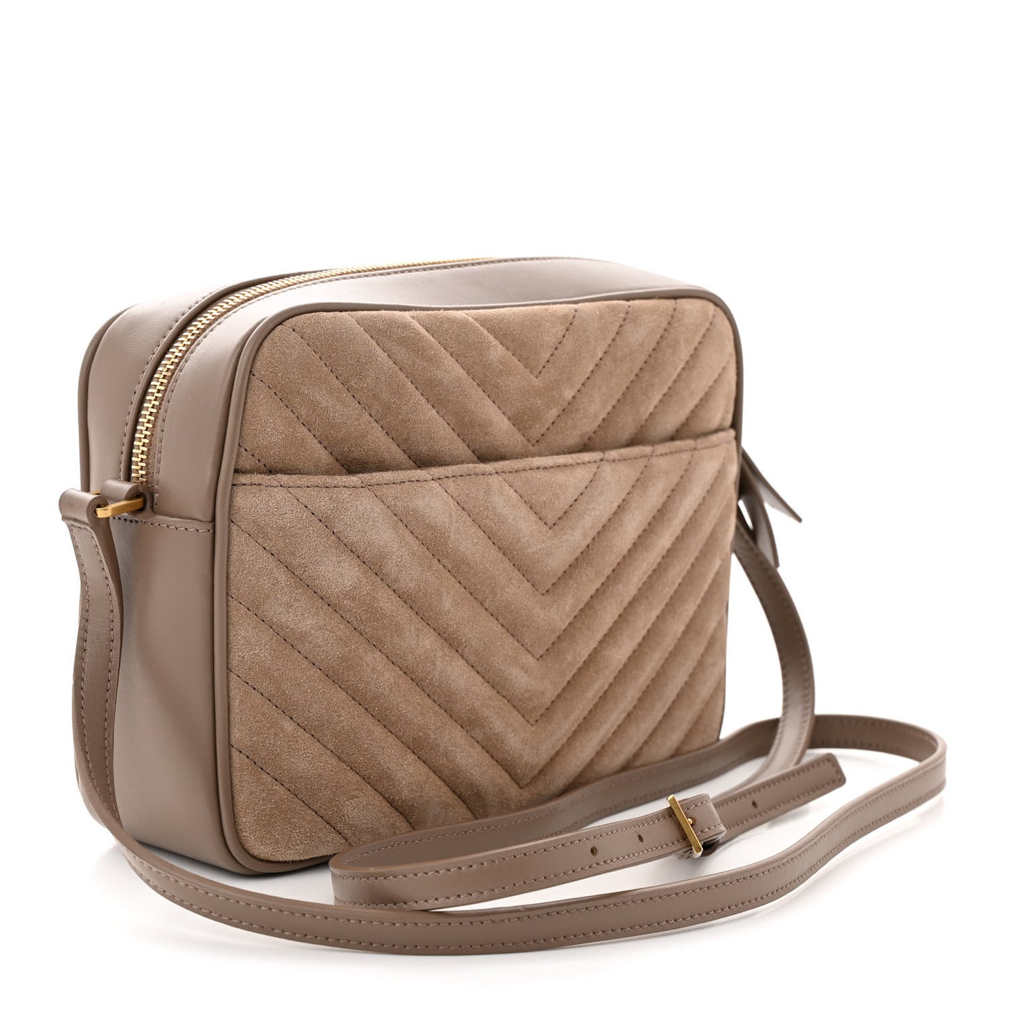 Suede Matelasse Monogram Lou Camera Bag Taupe