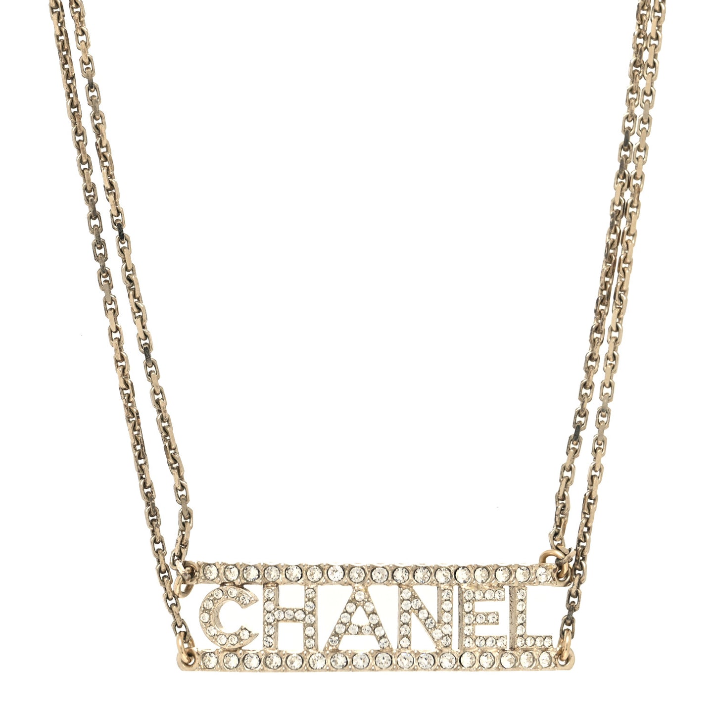 Metal Crystal Logo Choker Necklace Gold