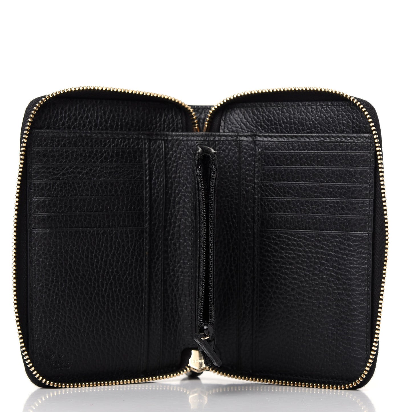 Dollar Calfskin Medium GG Zip Around Wallet Black
