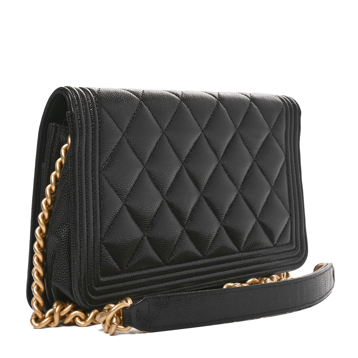 Caviar Quilted Boy Wallet On Chain WOC Black