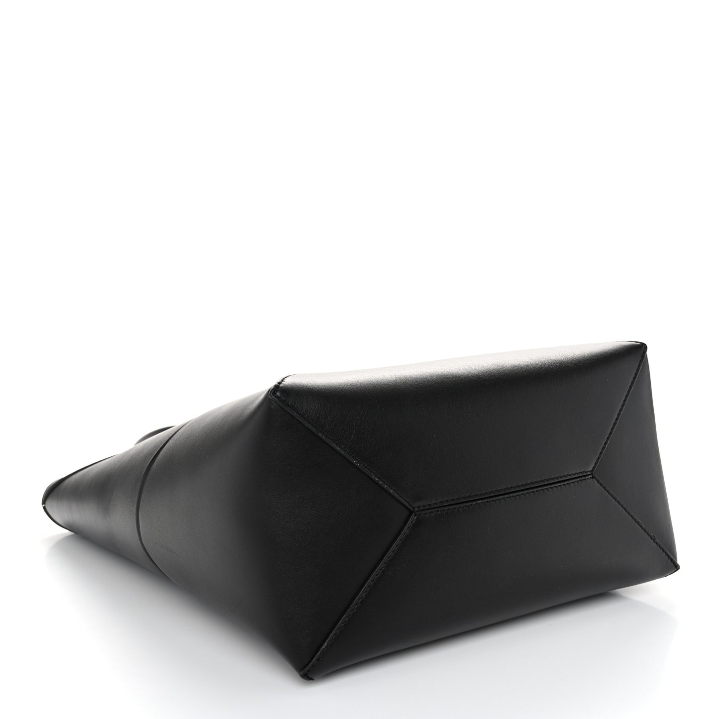 Shiny Calfskin Medium Puzzle Fold Tote Black