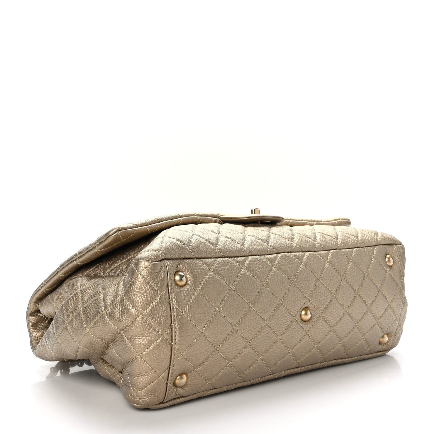 Metallic Calfskin Quilted Small XXL Travel Flap Bag Gold
