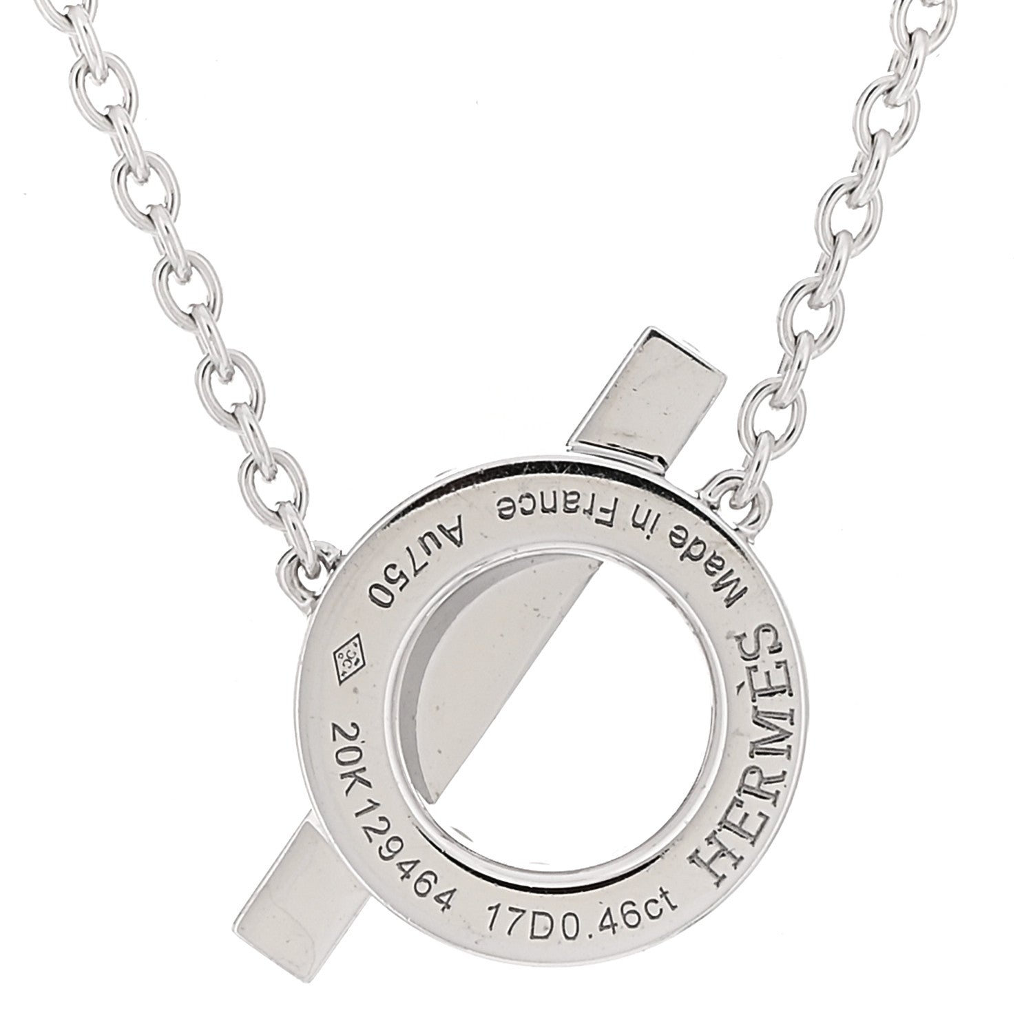 Hermes 18K White Gold Diamond Finesse Pendant Necklace 4 of 5
