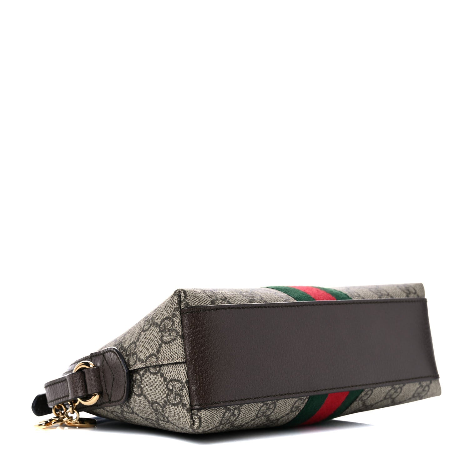 Gucci GG Supreme Monogram Textured Dollar Calfskin Web Small Ophidia Dome Shoulder Bag Beige Ebony New Acero 3 of 15