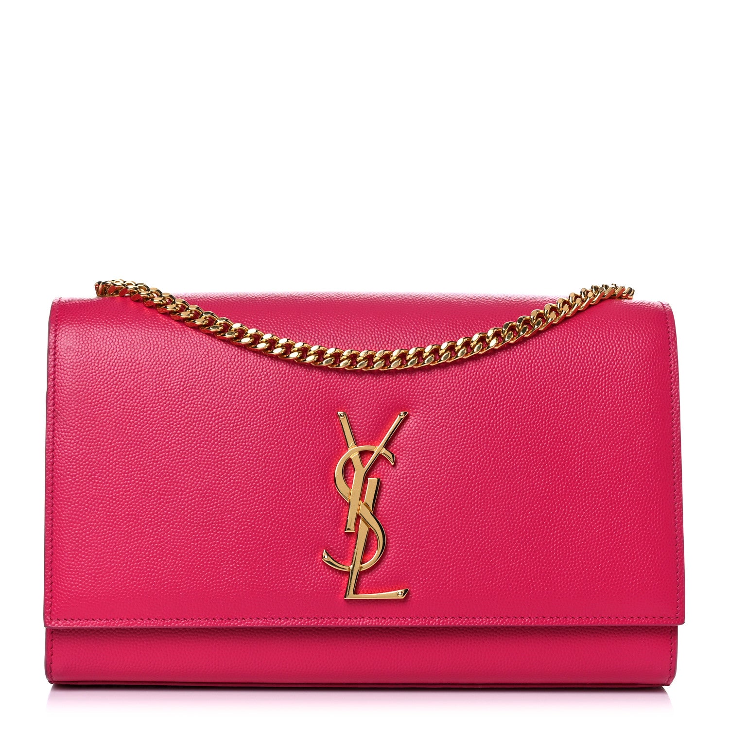 Saint Laurent Grain De Poudre Medium Monogram Kate Satchel Lipstick Fuchsia 1 of 16