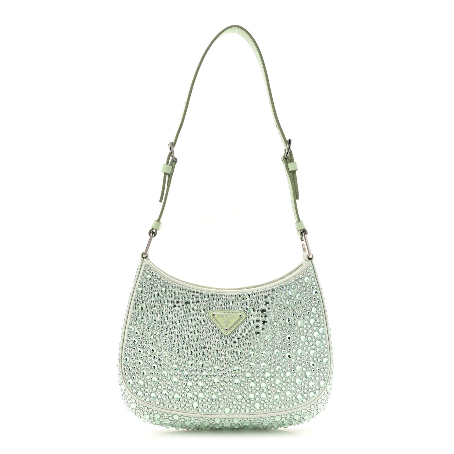 Satin Crystal Cleo Adjustable Strap Shoulder Bag Acqua