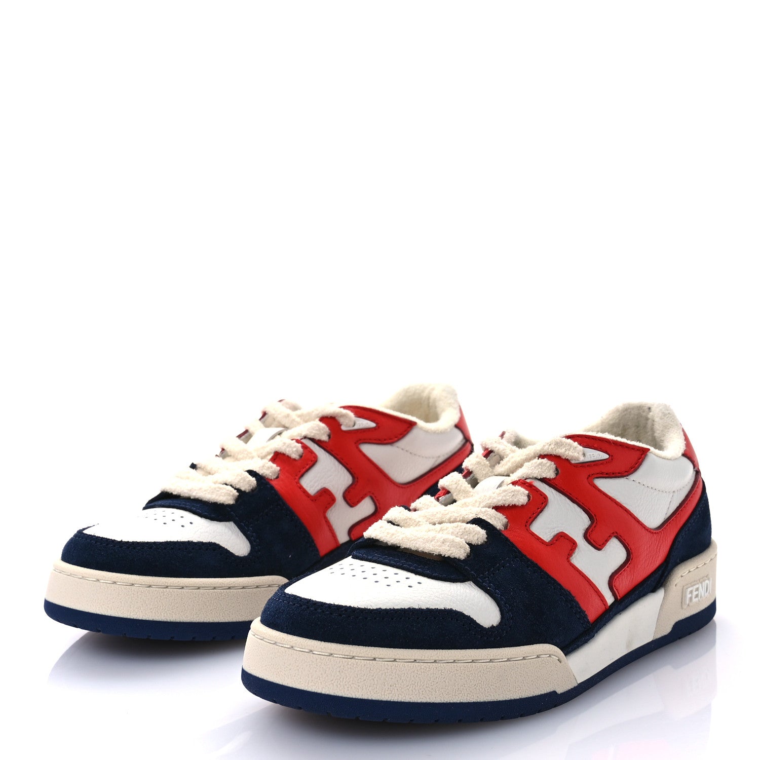 Fendi Calfskin Suede Fendi Match Low Top Sneakers 37 Red Blue 3 of 8