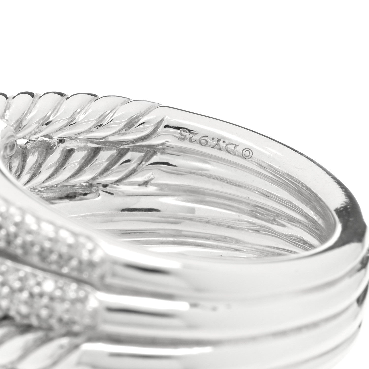 David Yurman Sterling Silver Diamond 13mm Labyrinth Double Loop Ring 54 7 4 of 4
