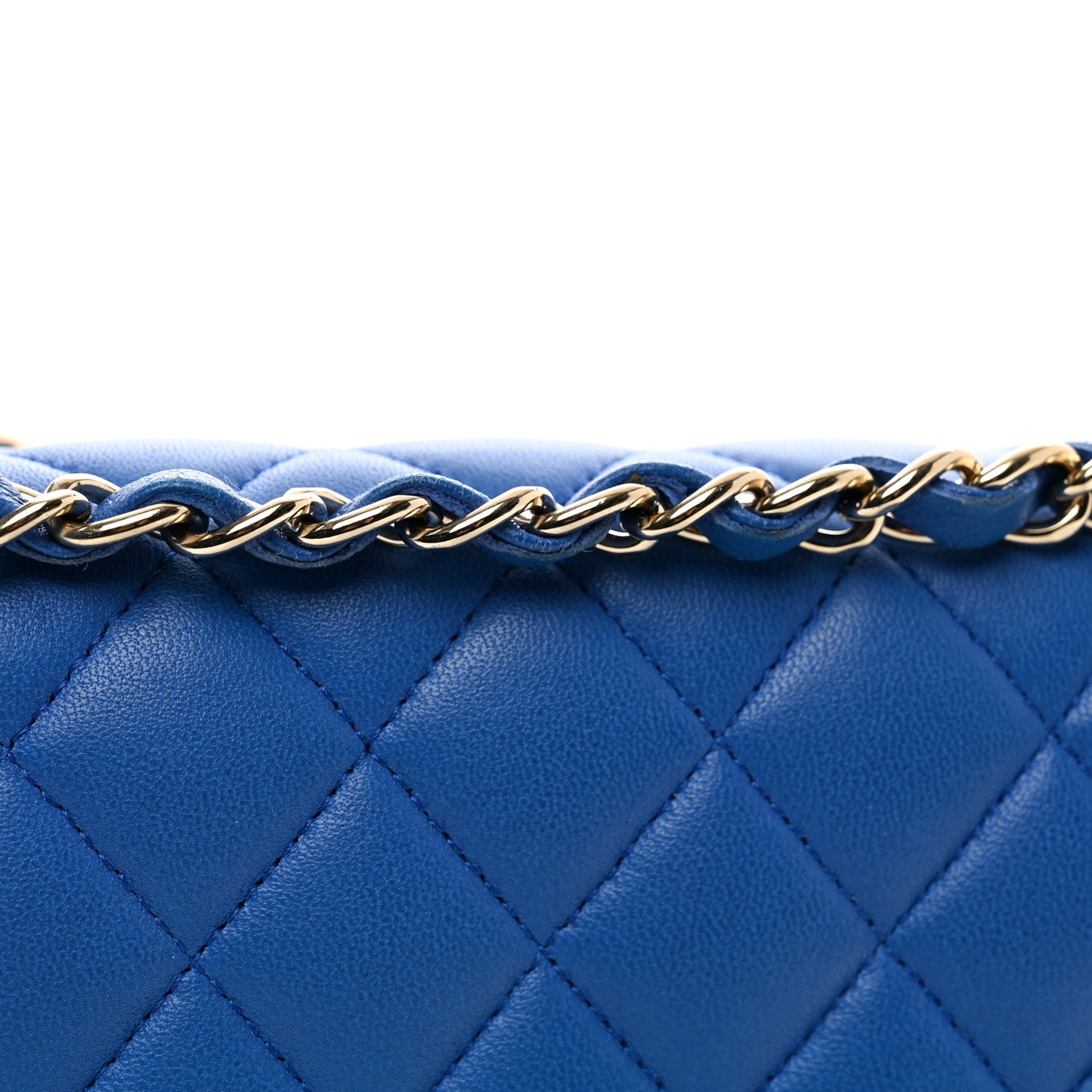 Lambskin Quilted Medium Double Flap Blue