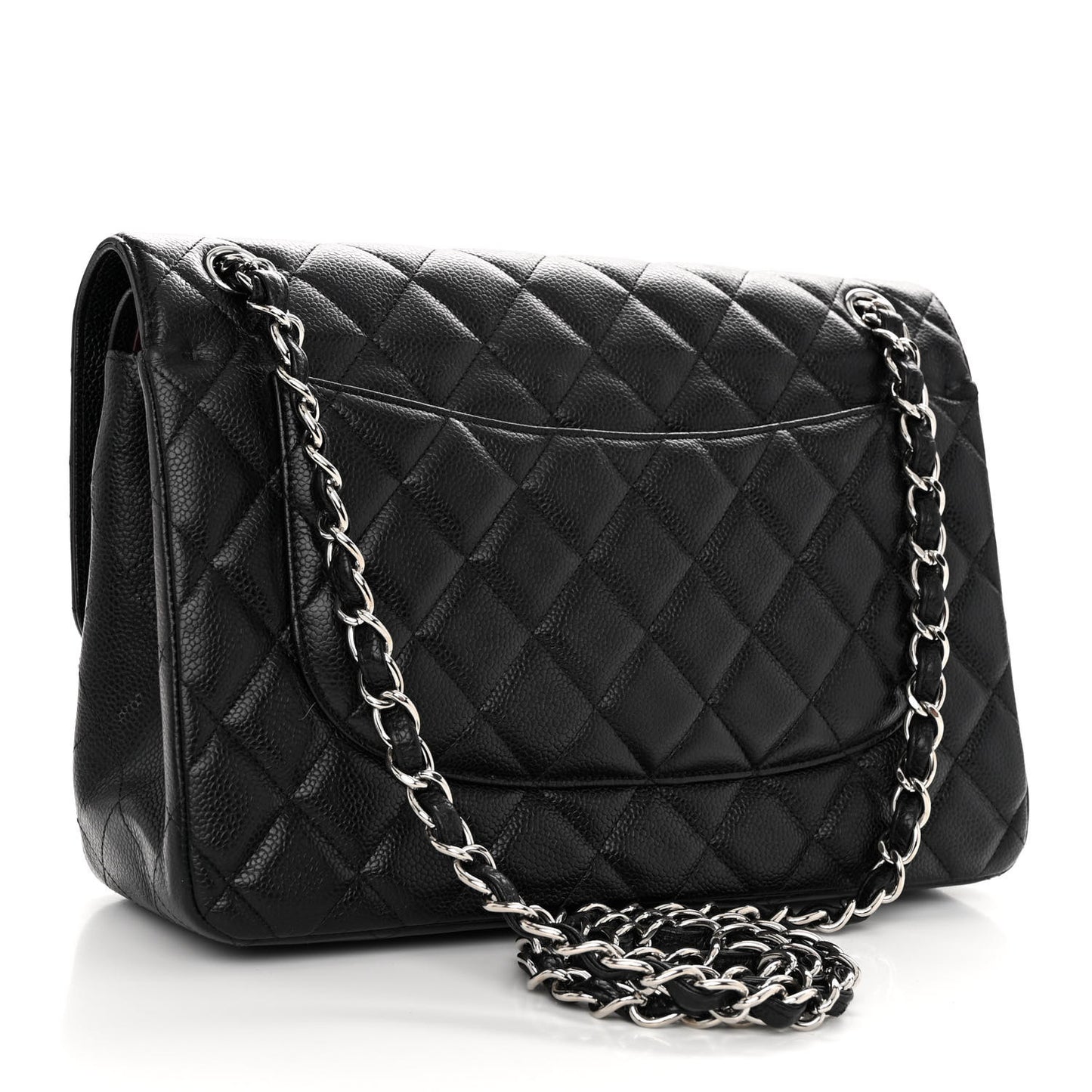 Caviar Quilted Jumbo Double Flap Black