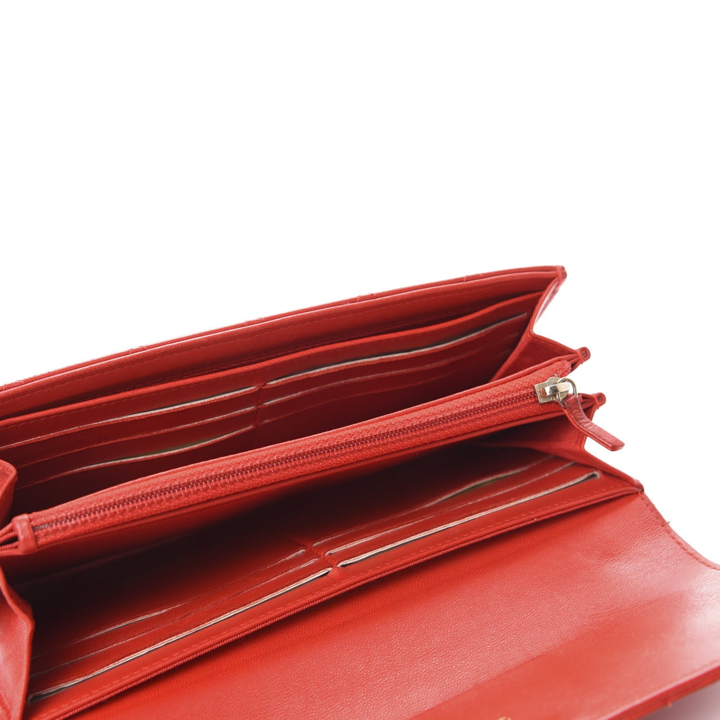 Lambskin Quilted Large Flap Wallet Red