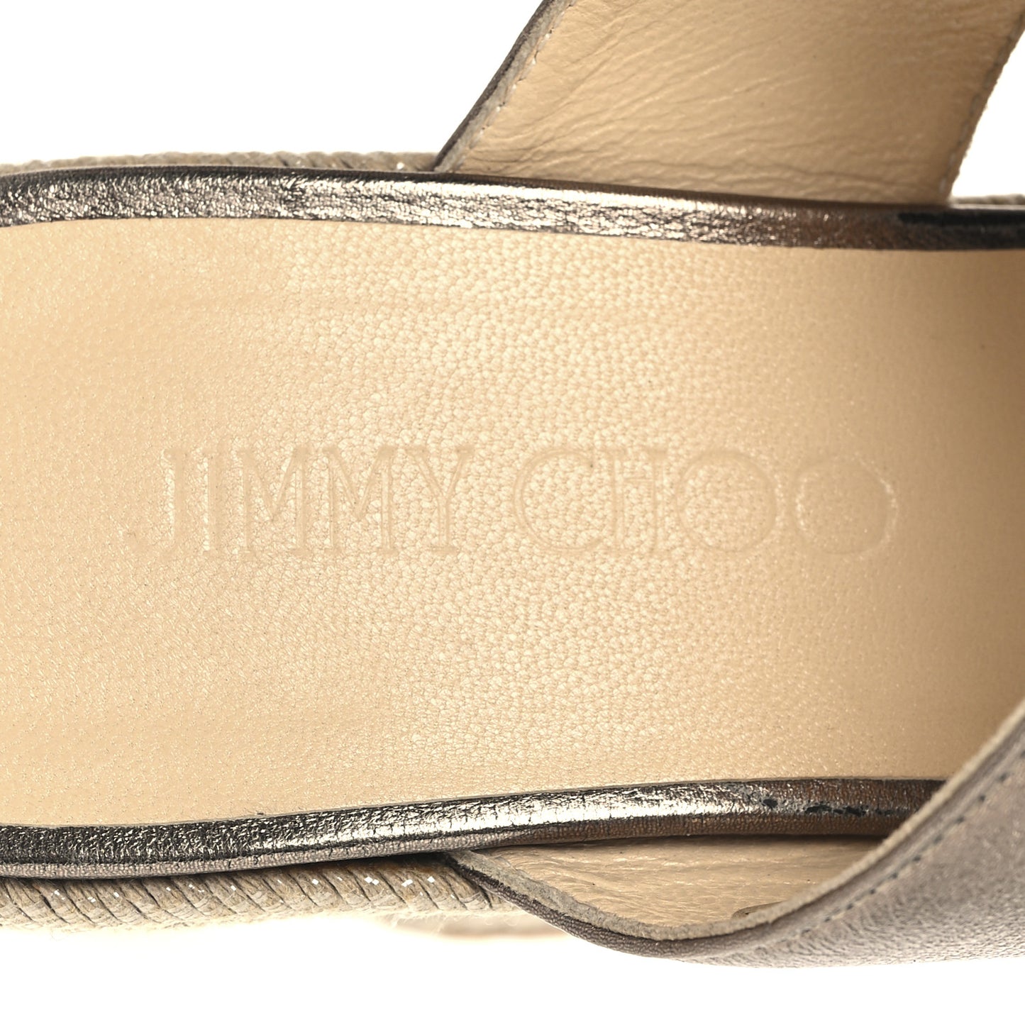 Metallic Calfskin Cork Wedge Sandals 36 Bronze