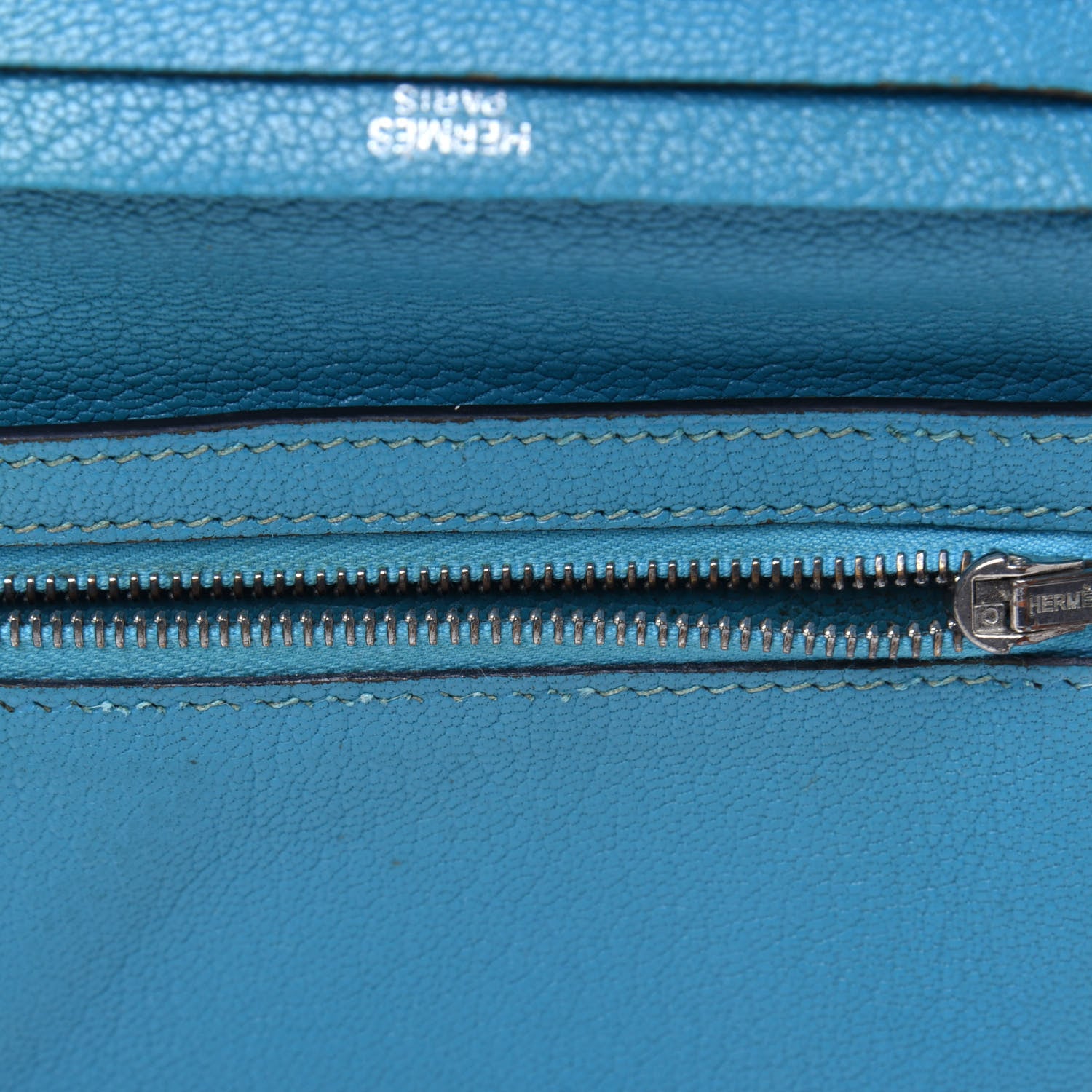 Hermes Chevre Mysore Compact Bearn Wallet Blue Jean 9 of 29