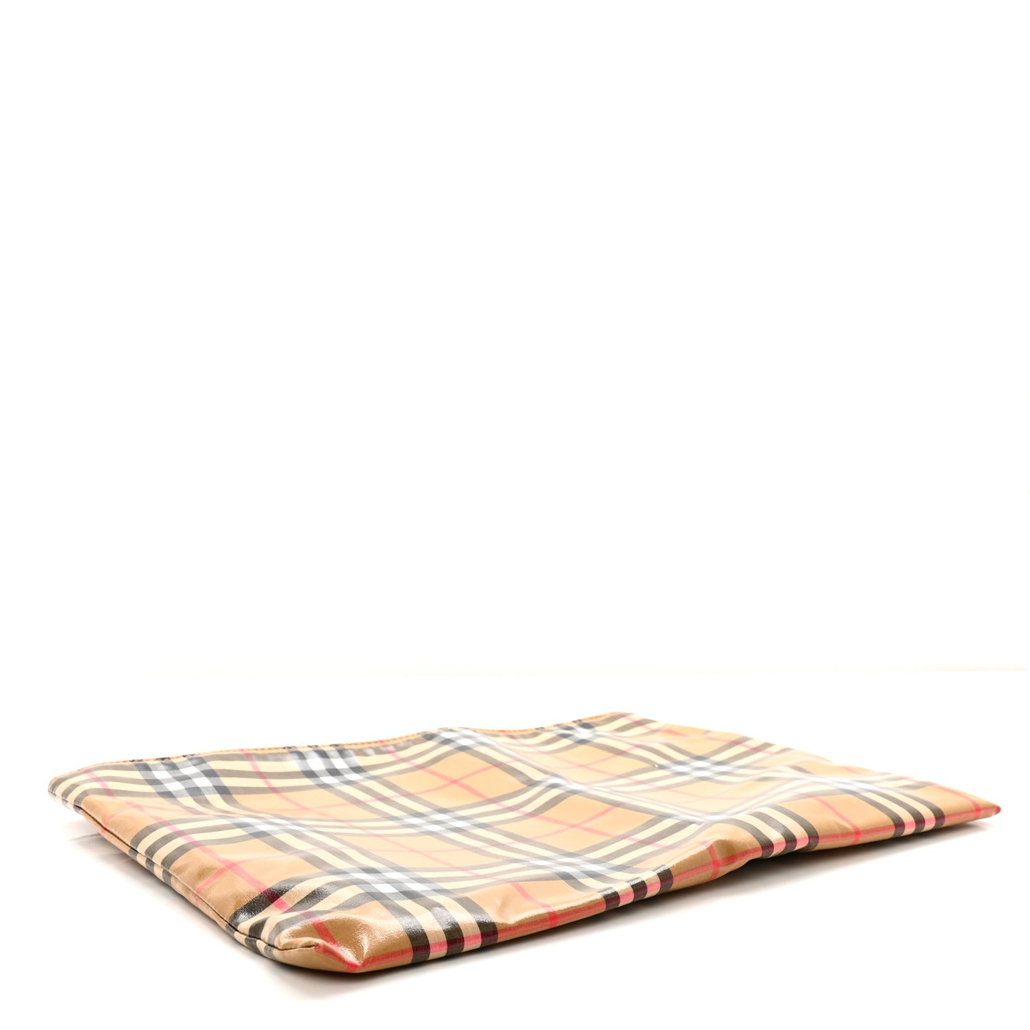 Coated Canvas Vintage Check Large Zip Pouch Antique Yellow