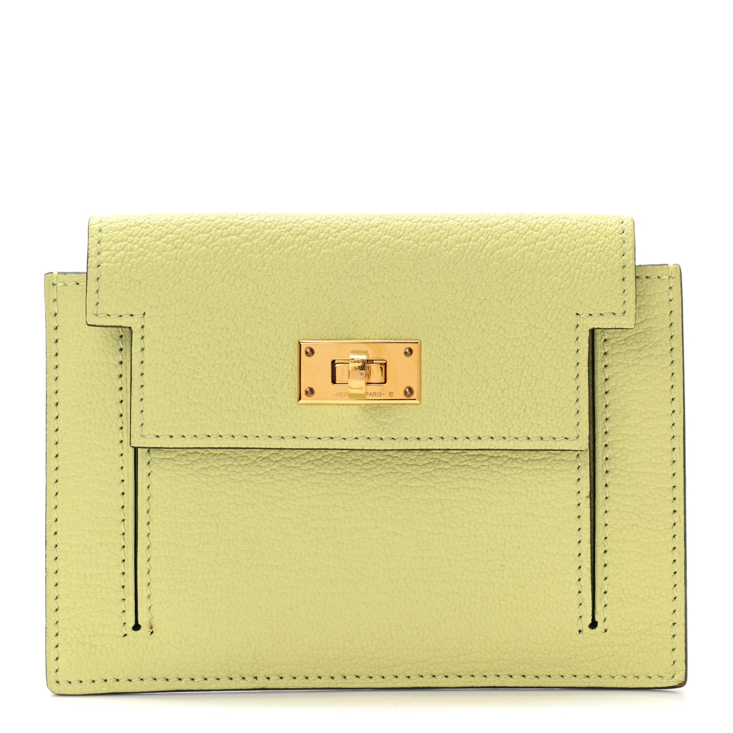 Chevre Mysore Kelly Pocket Compact Wallet Jaune Bourgeon