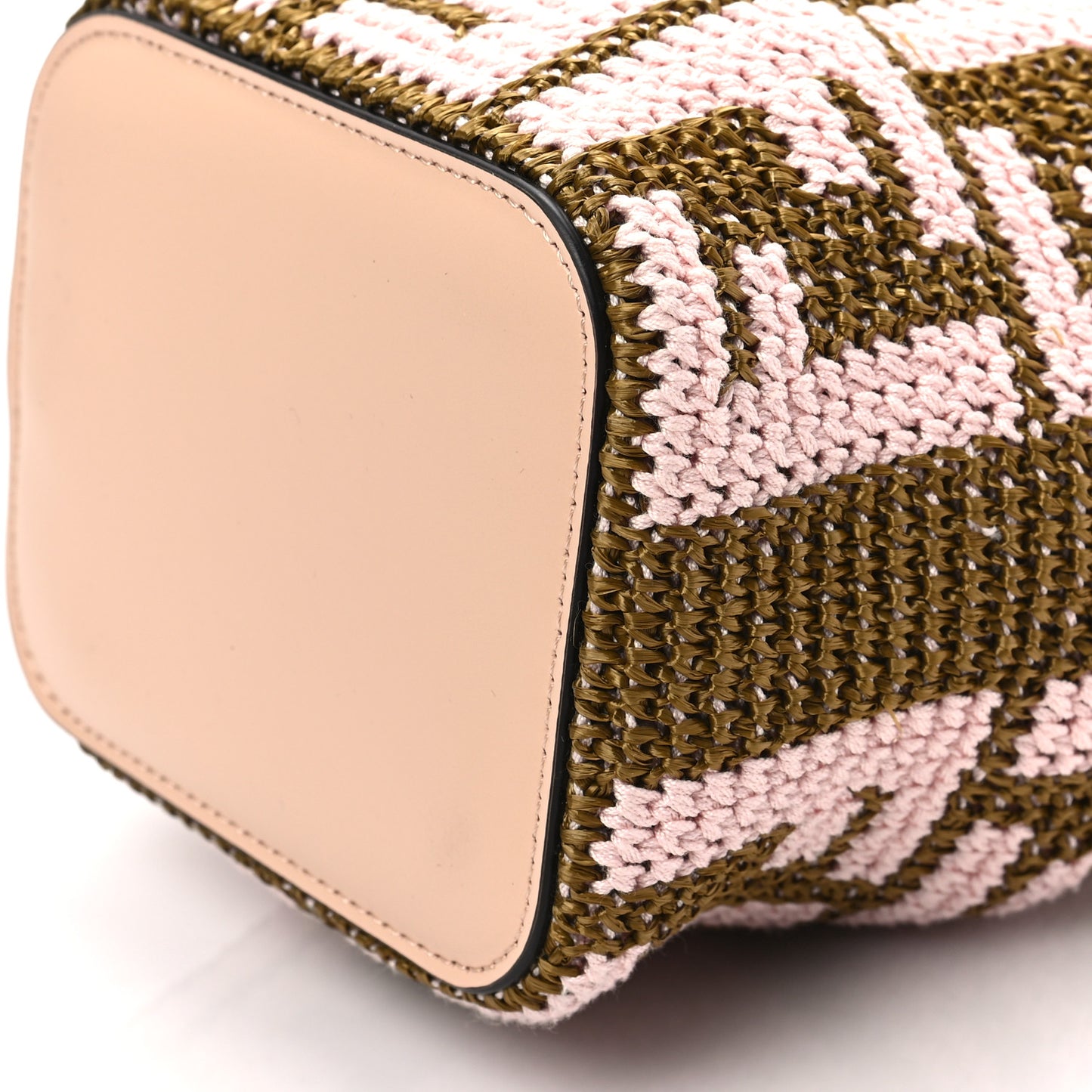 Raffia Vitello King F is Fendi FF Crochet Mini Mon Tresor Bucket Bag Natural Light Rose