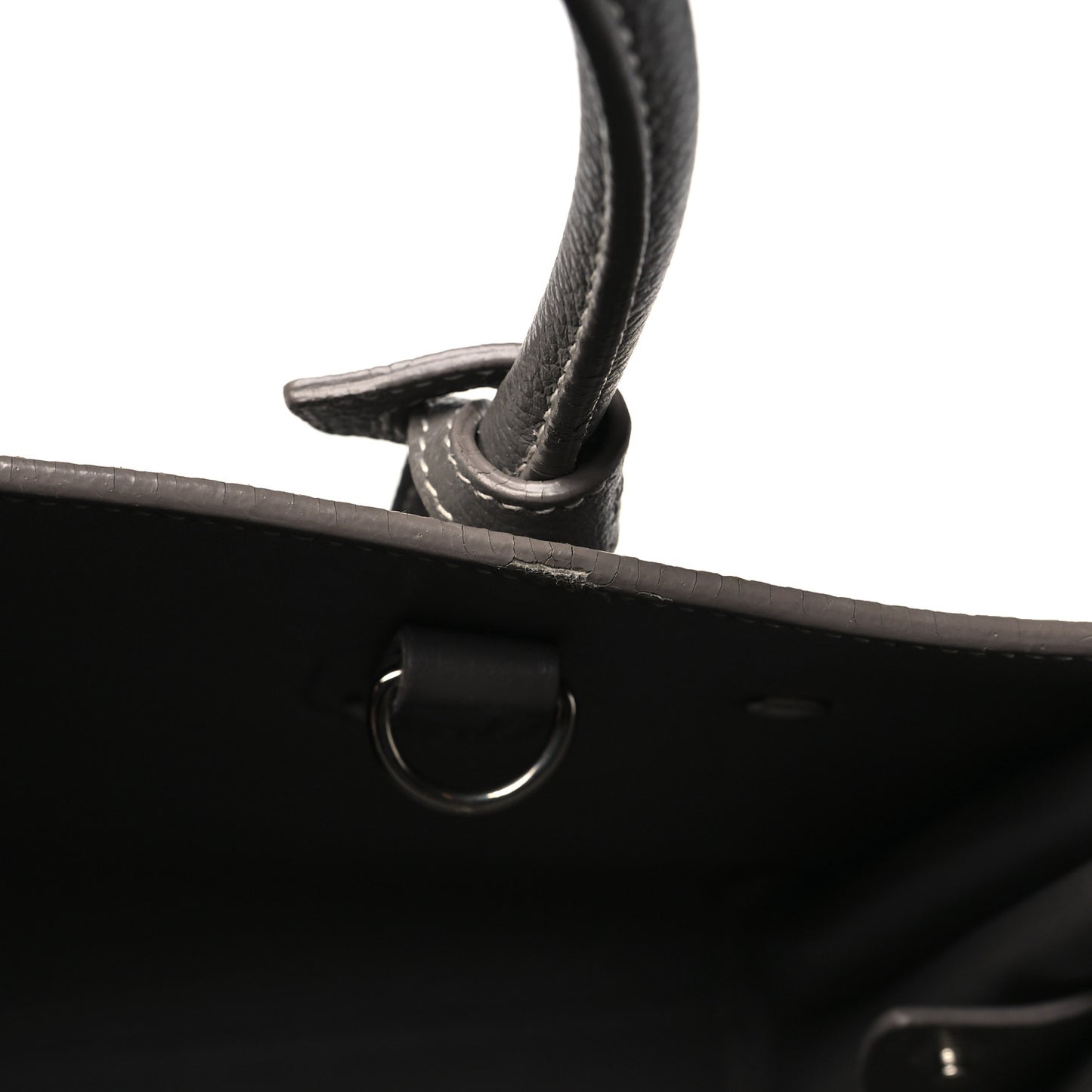 Grained Calfskin Topstich Baby Sac De Jour Grey