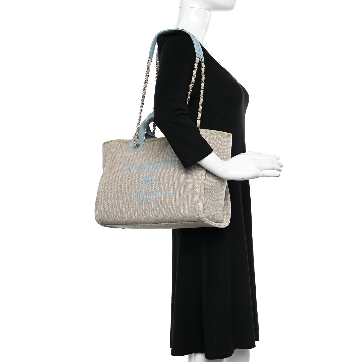 Mixed Fibers Small Deauville Tote Blue Beige