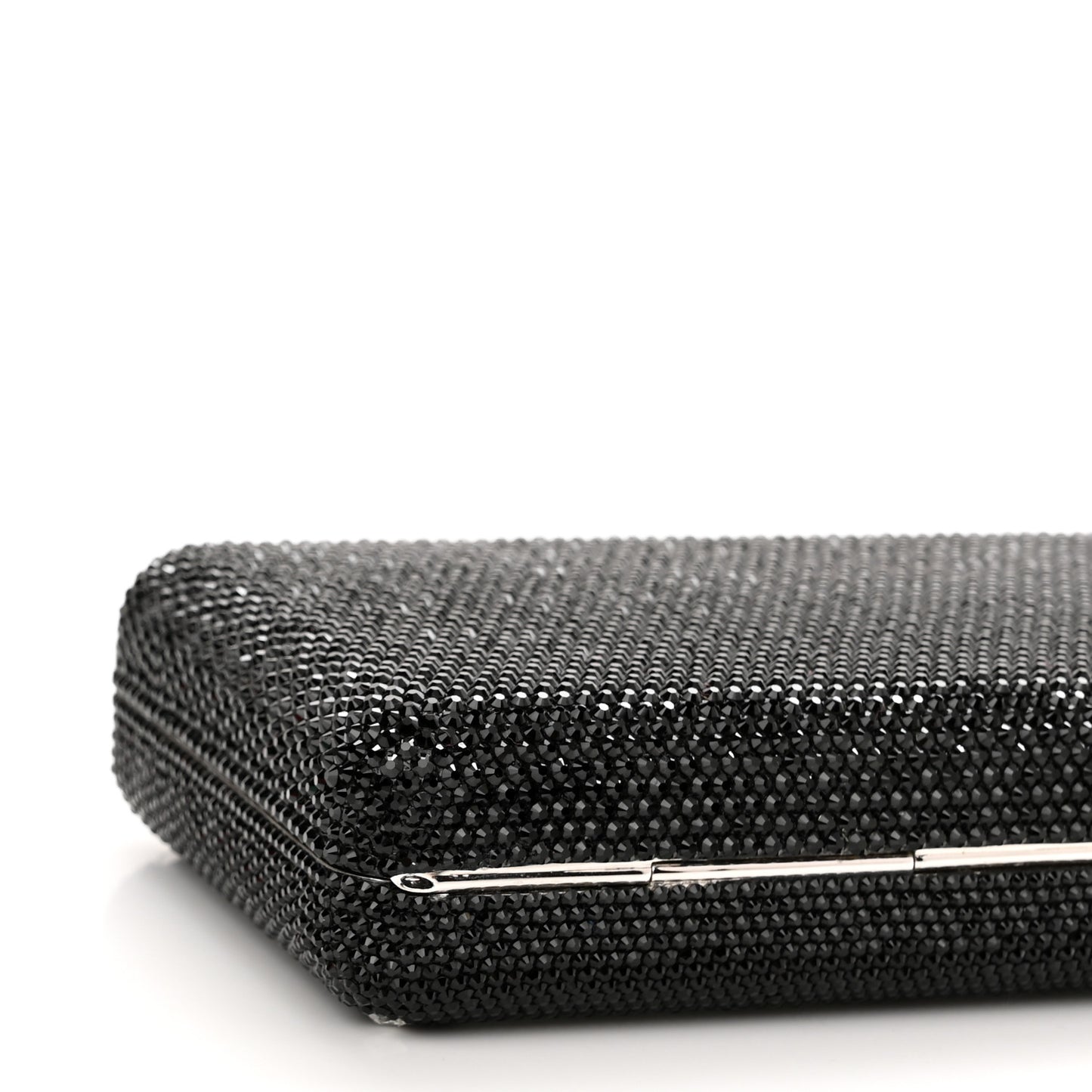 Crystal Bespoke Slim Slide Clutch Black Silver