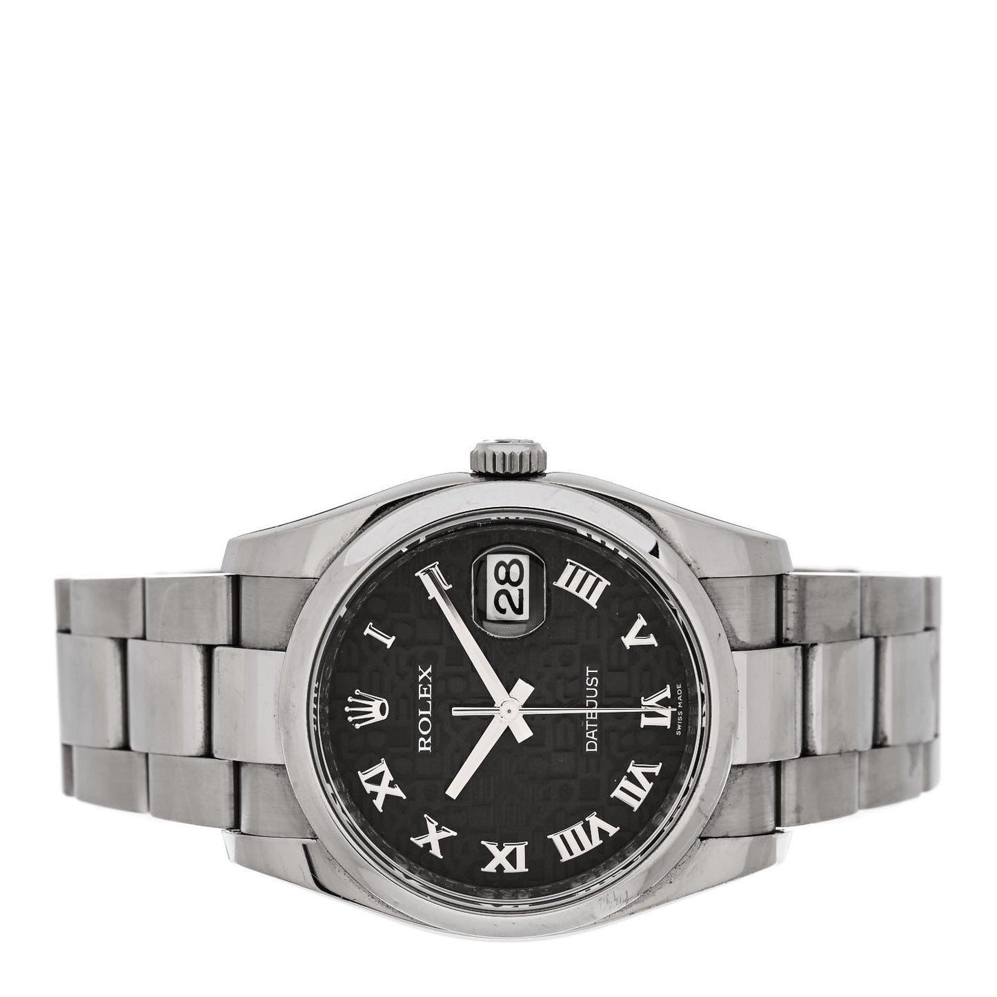 Stainless Steel 36mm Oyster Perpetual Datejust Watch Black Jubilee Roman 116200