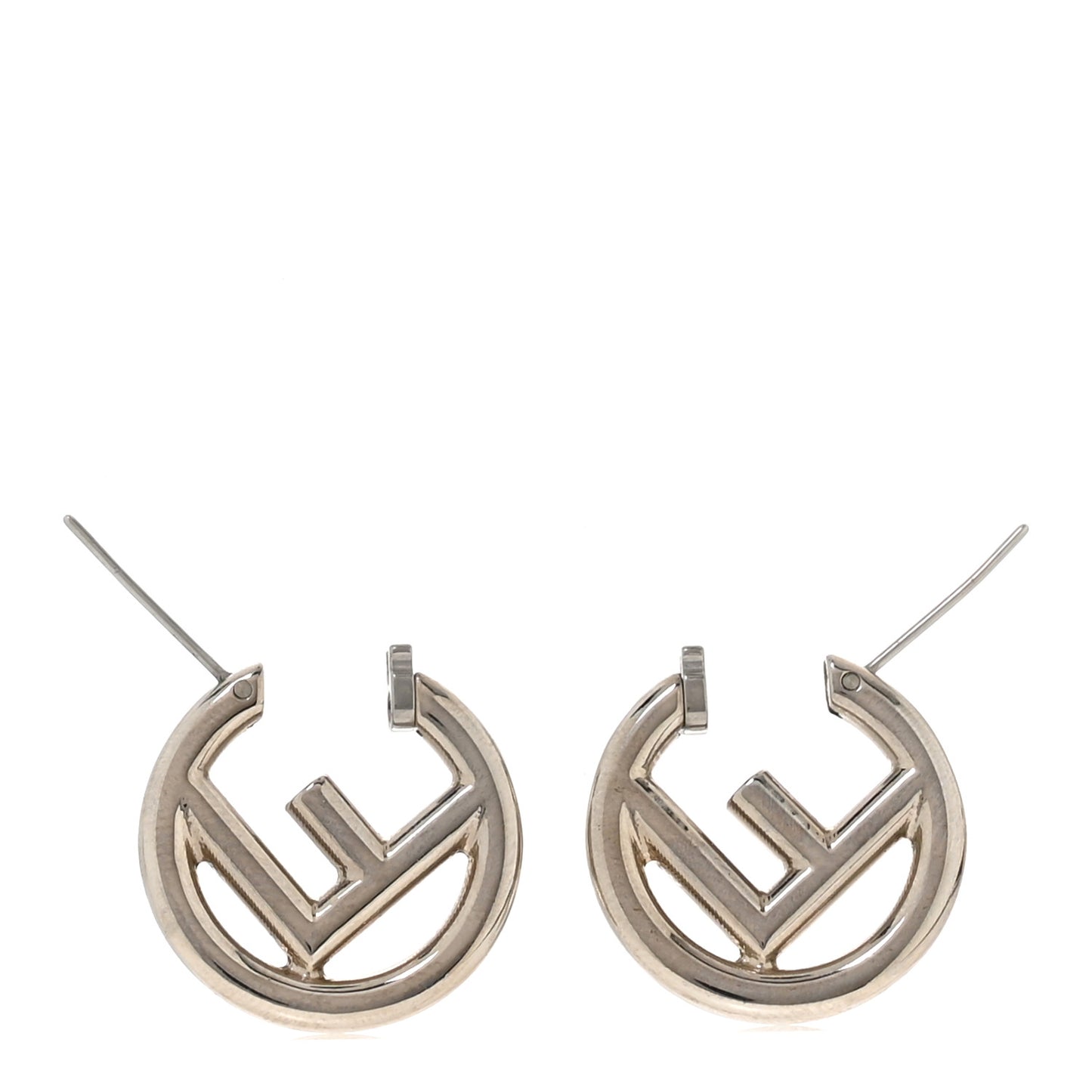 Metal F is Fendi Hoop Earrings Silver