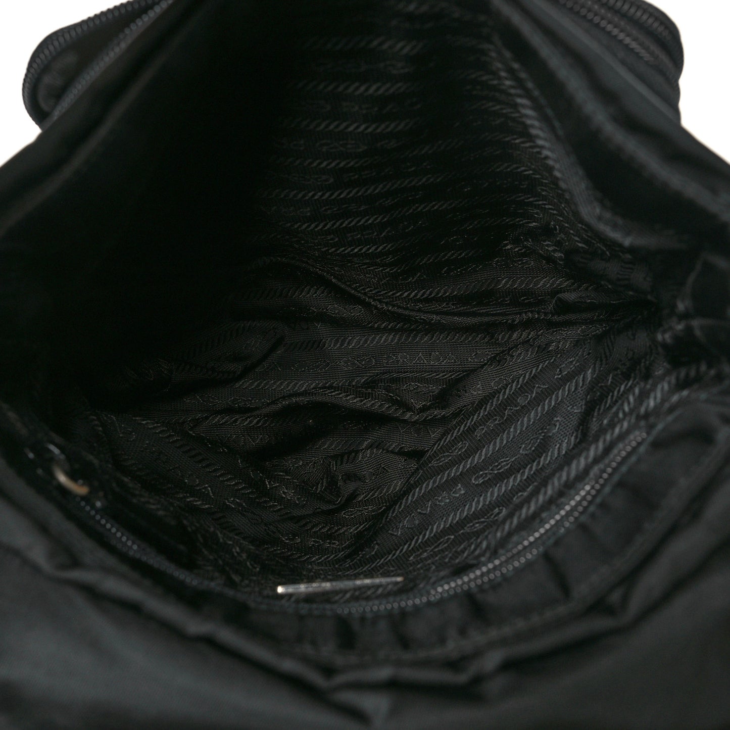 Nylon Vela Saffiano Single Buckle Messenger Shoulder Bag Black
