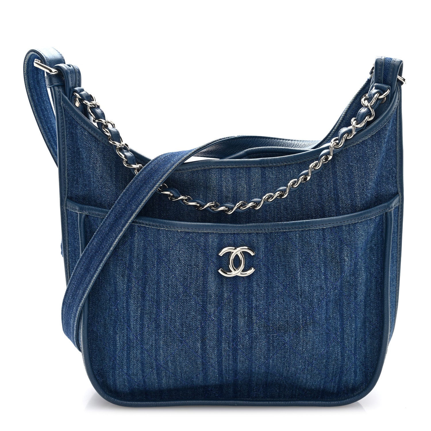 Chanel Denim Quilted Jungle Stroll Hobo Bag Blue 1787233