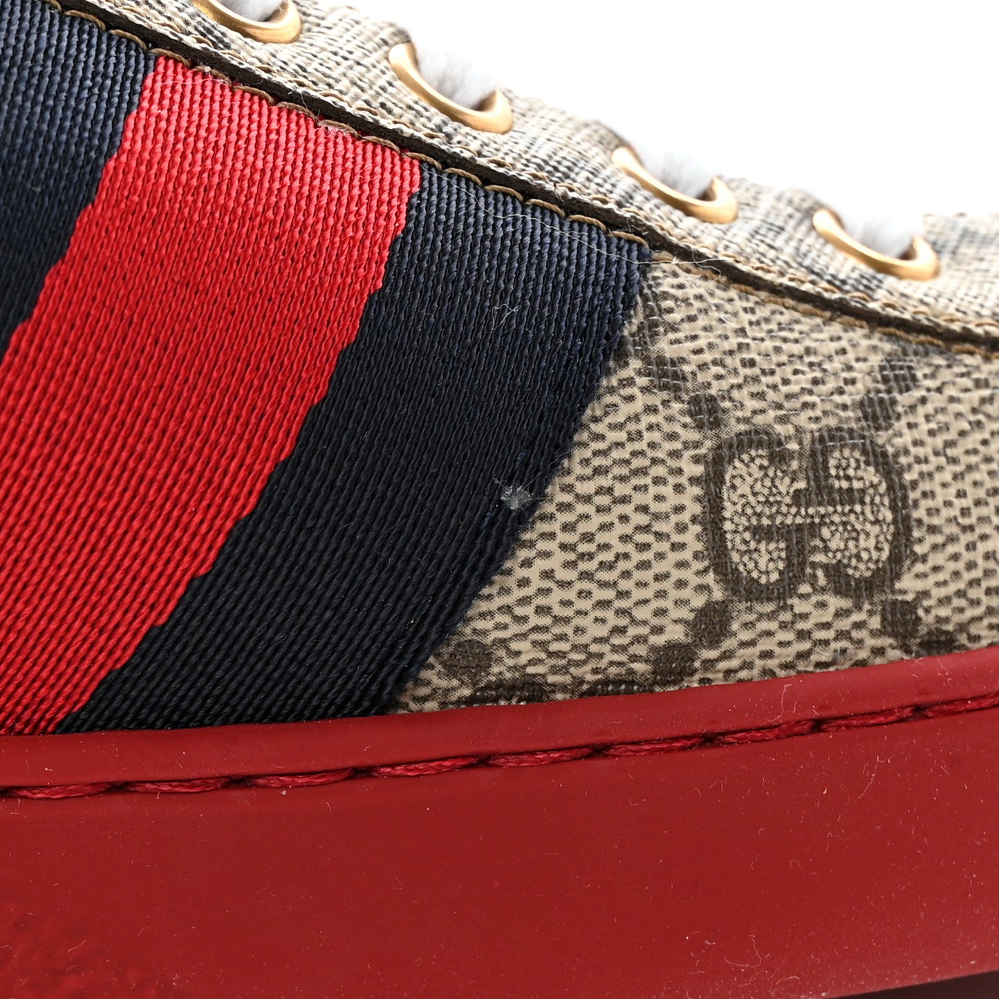GG Supreme Monogram Ayers Mens New Ace Low-Top Sneaker 5 Blue Red