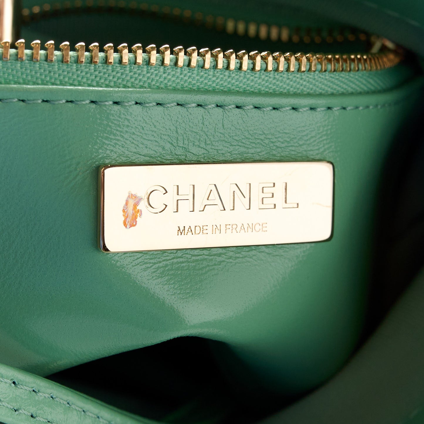 Shiny Lambskin Quilted Mini 31 Shopping Bag Light Green