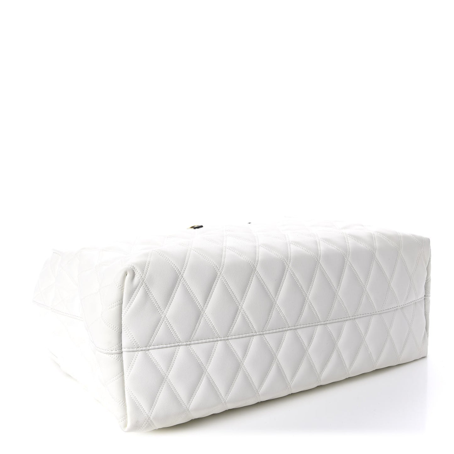 Rubber Effect Canvas Quilted Duo Shopper Tote White