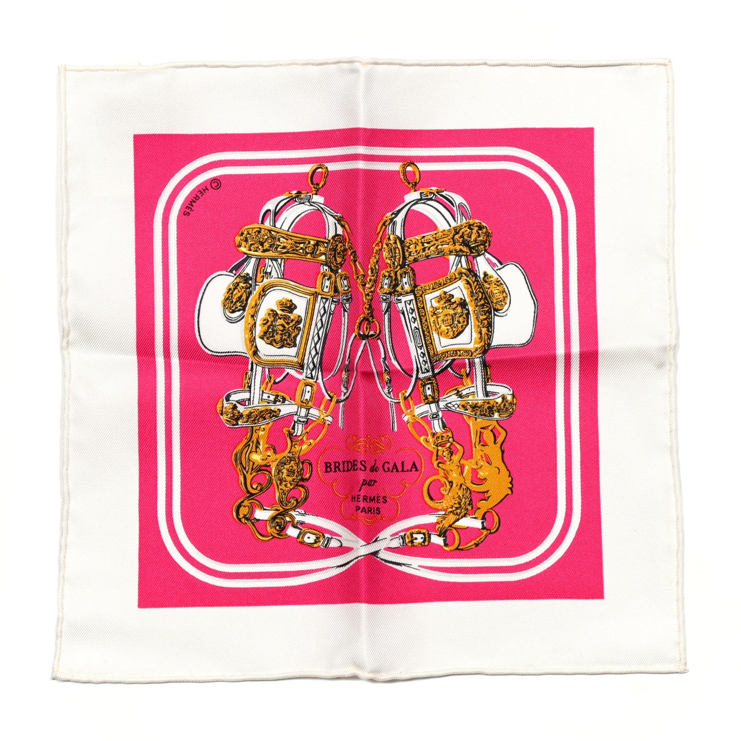 Silk Brides de Gala Nano Scarf 20 White Rose Fuchsia Or