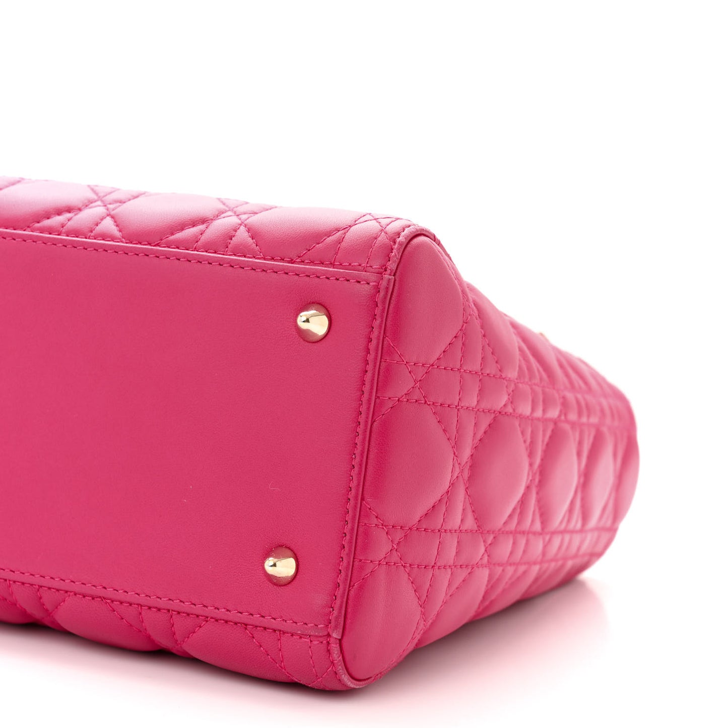 CHRISTIAN DIOR Lambskin Cannage Medium Lady Dior Fuchsia