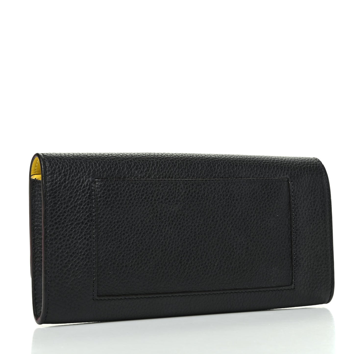 Drummed Calfskin Large Multifunction Flap Wallet Black