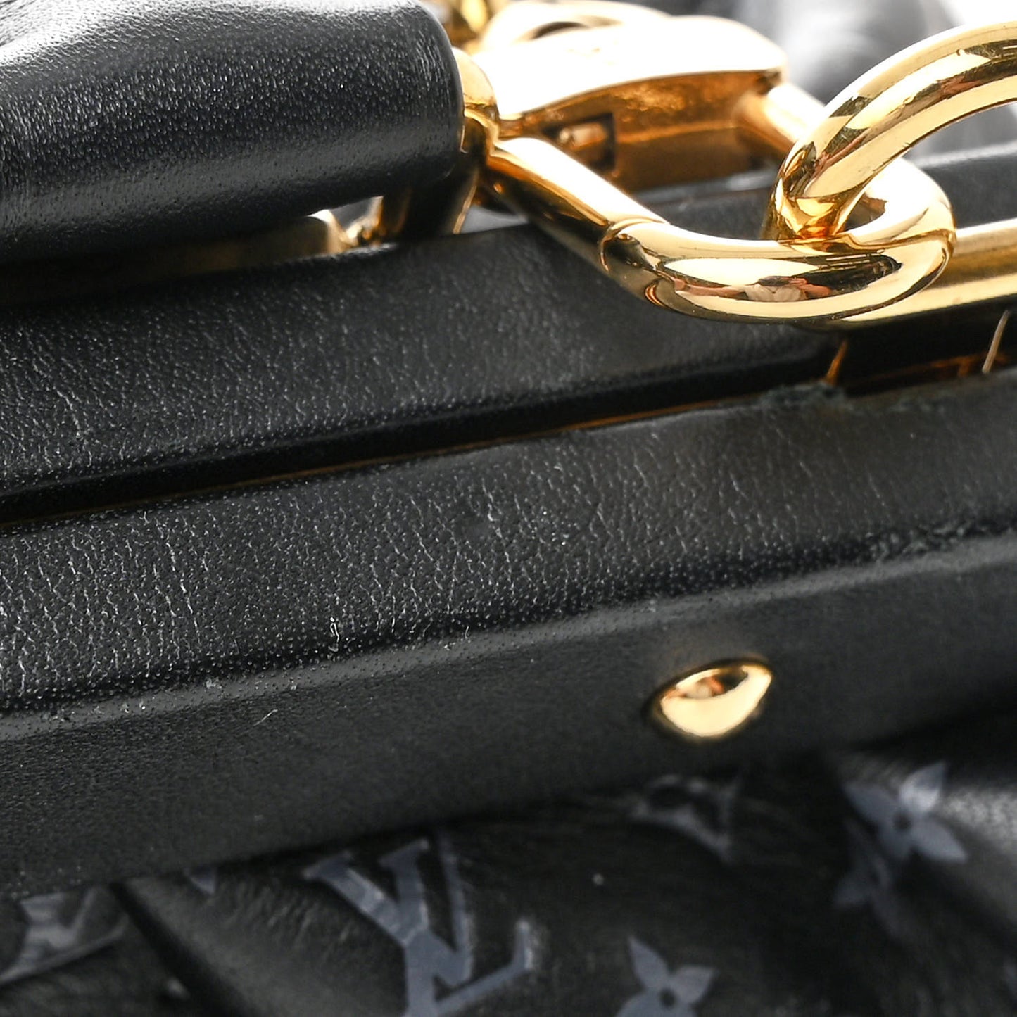 Calfskin Nanogram Embossed Clutch Black