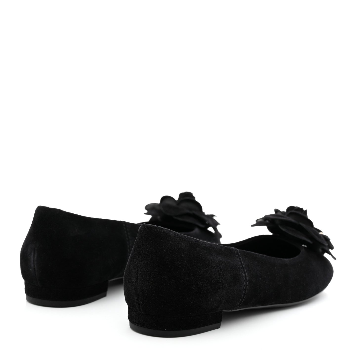 Suede Camellia CC Ballerina Flat 36.5 Black