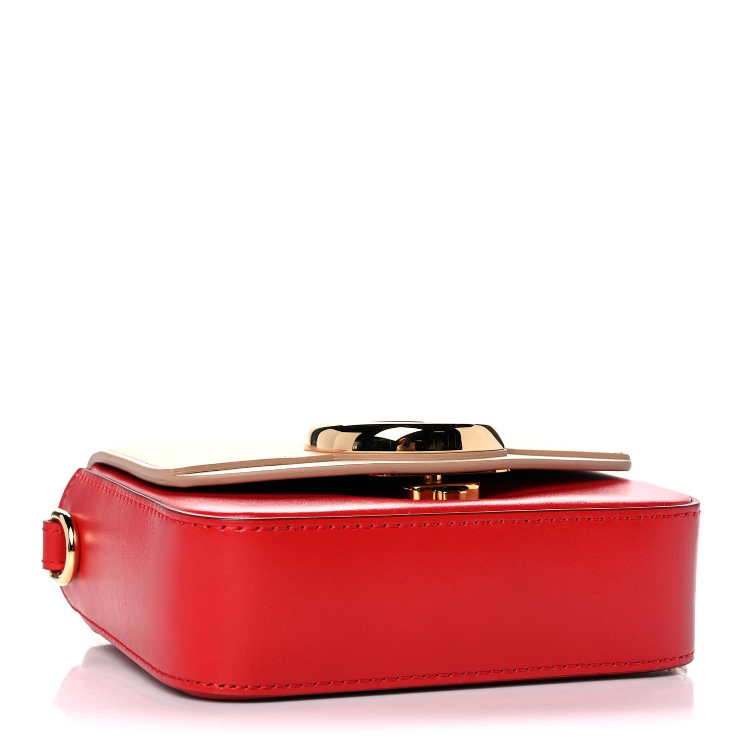 Shiny Calfskin Goatskin Mini C Double Carry Red Pink