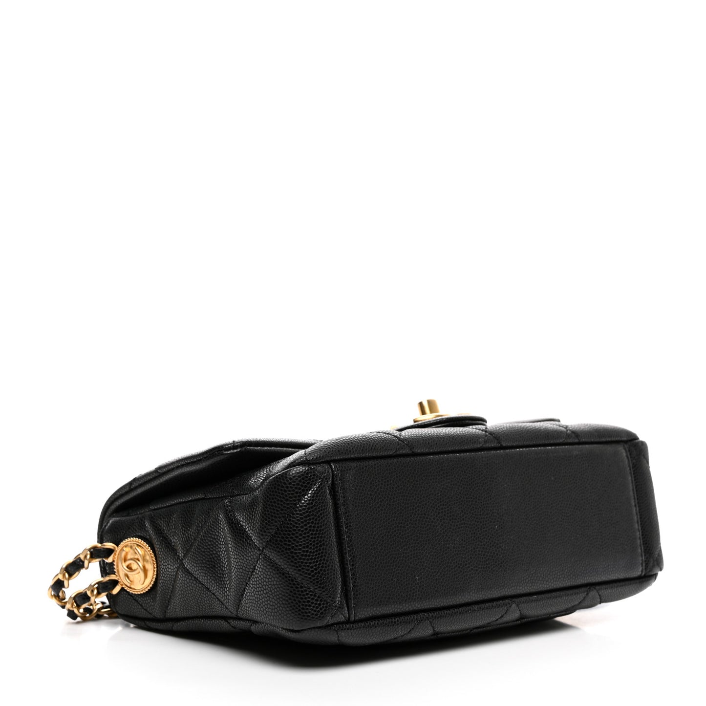 Caviar Quilted Small Twist Your Buttons Flap Black