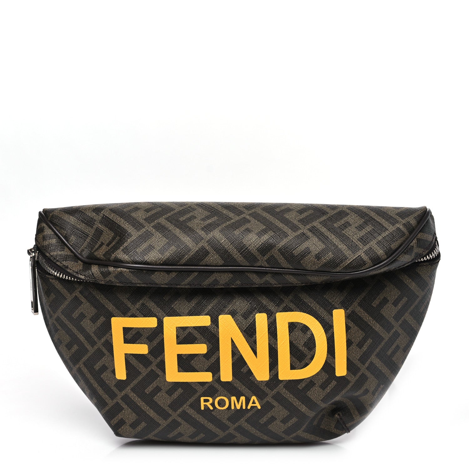 FENDI FFロゴ ボディバッグ Fendi Shiny Glazed Fabric Vitello Cover FF 1974 Logo Belt Bag