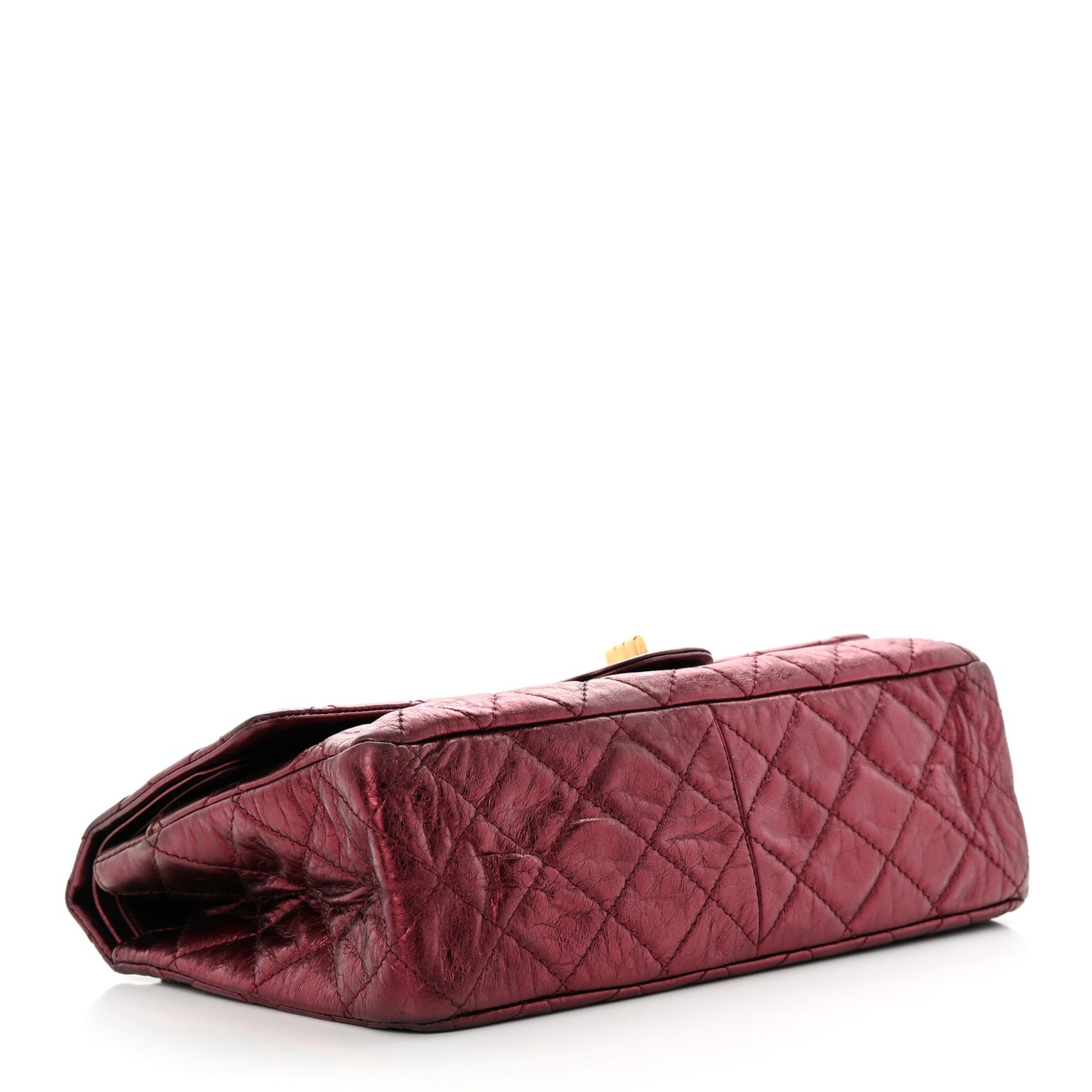 Metallic Aged Calfskin Quilted 2.55 Reissue 227 Flap Dark Red