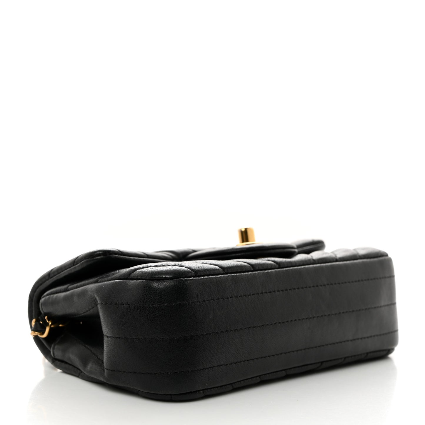 Lambskin Chevron Quilted Extra Mini Rectangular Flap Black