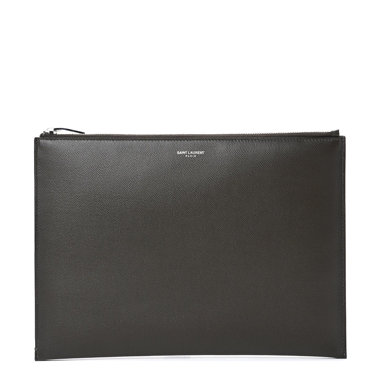 Matte Grain De Poudre Zipped Document Holder Khaki