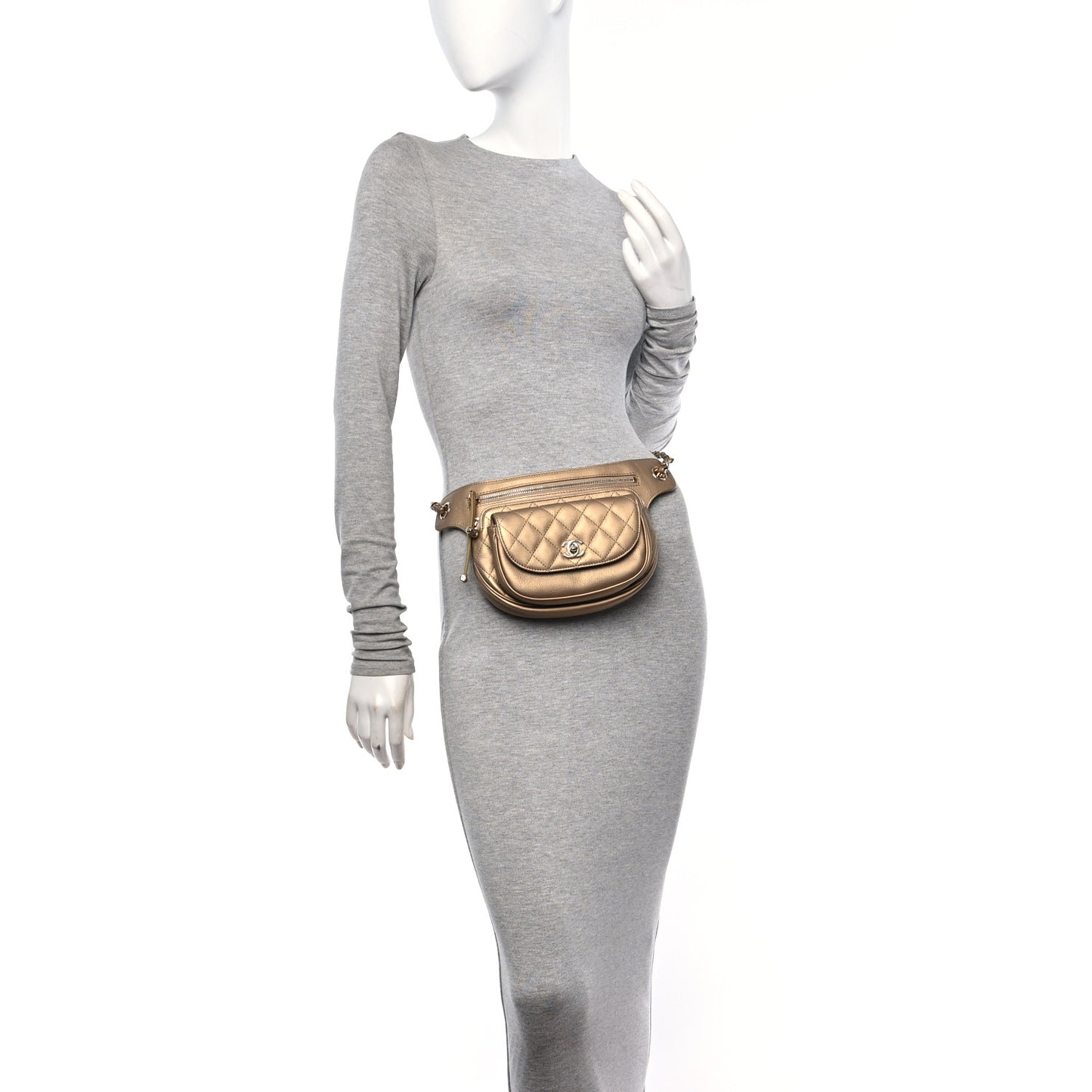 Calfskin Quilted Waist Bag Gold