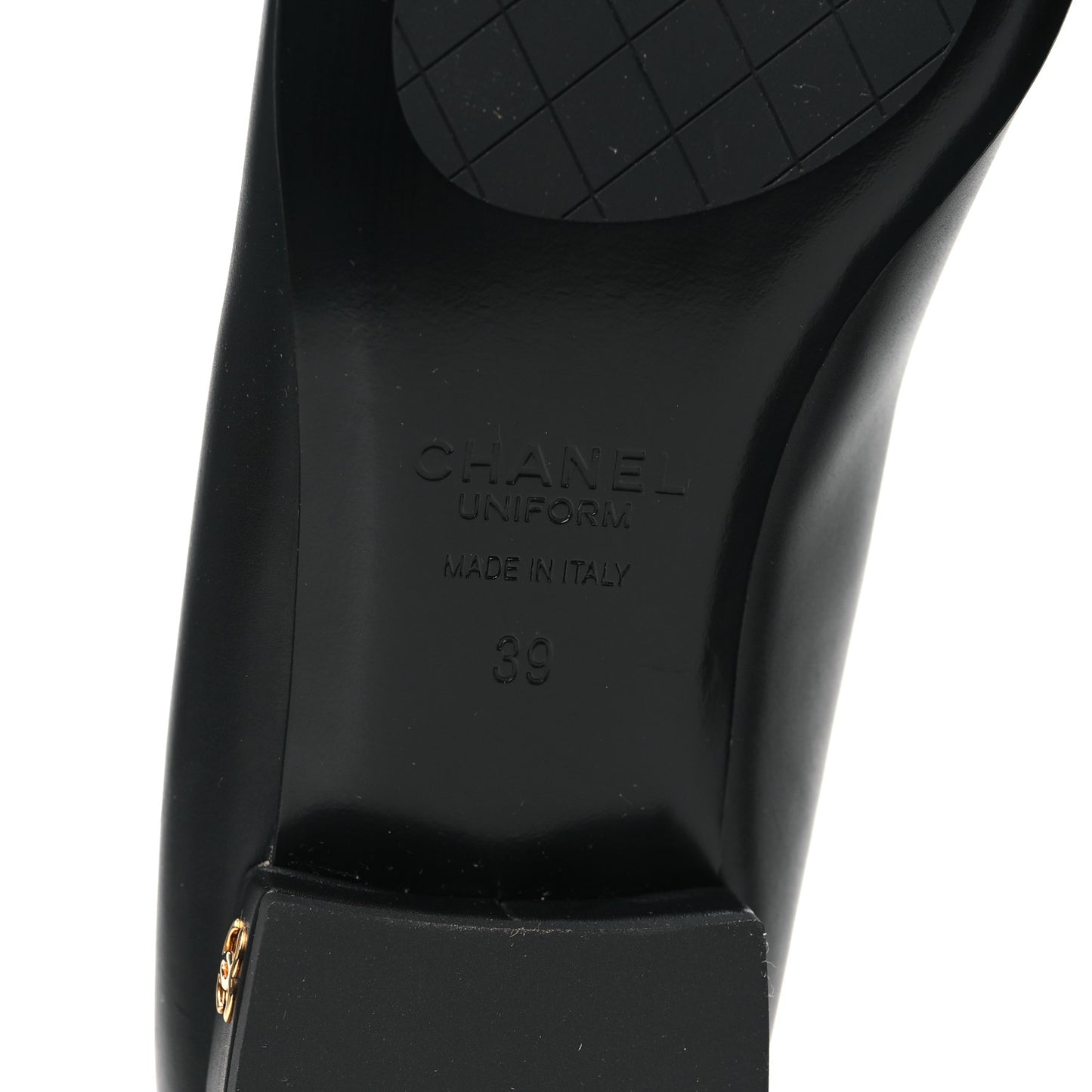 Lambskin Cap Toe CC Uniform Ballerina Flats 39 Black