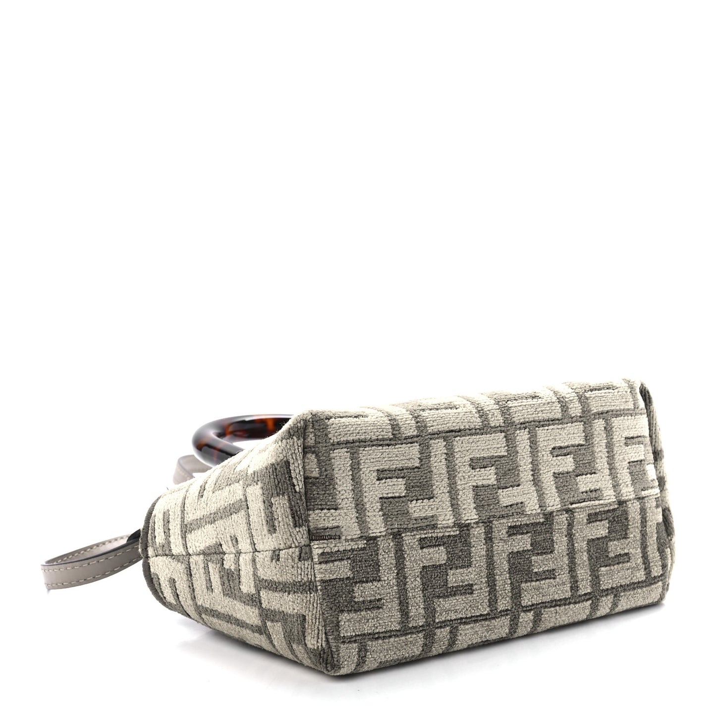 Chenille Vitello King Plexiglass FF Mini By The Way Top Handle Boston Bag Tortora Nuvola