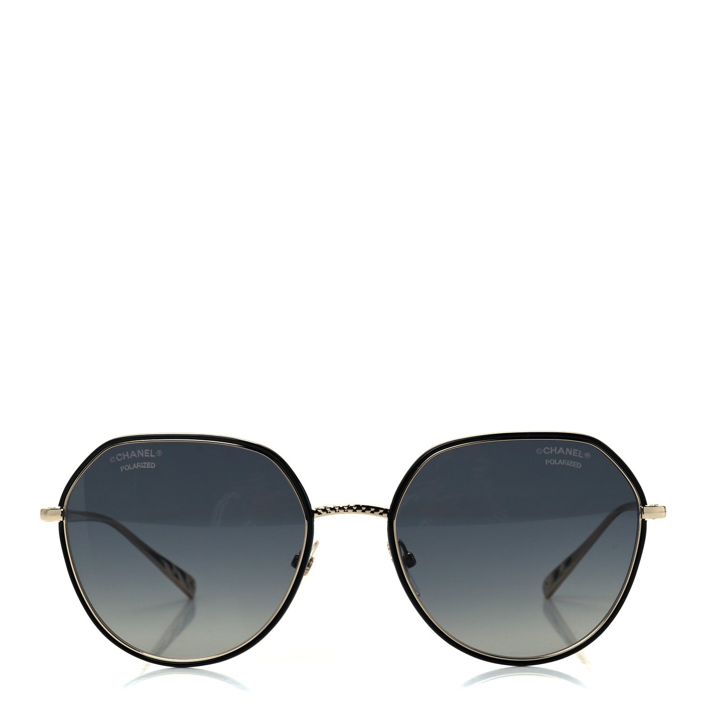 Metal Polarized Round Sunglasses 4251-J Gold Black